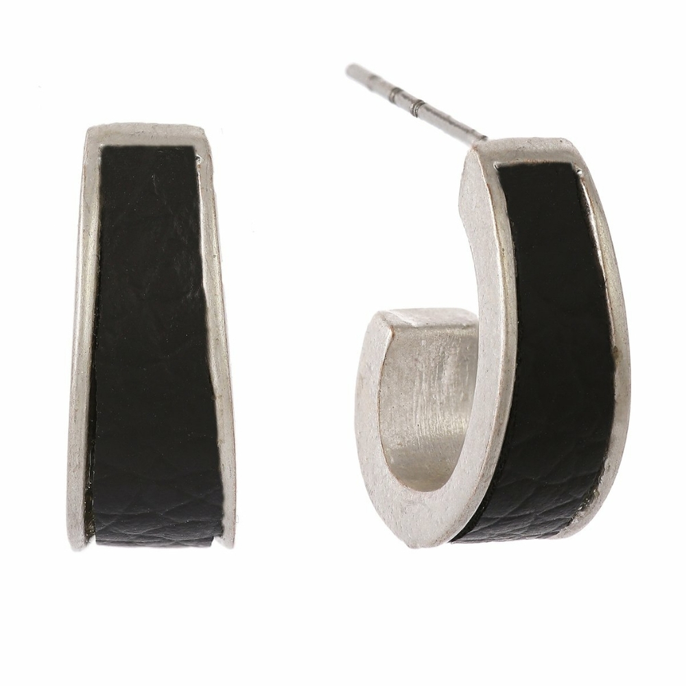 The Sak Hoop Earrings with Leather Inlay